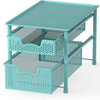 Simple Houseware Stackable 2 Tier Sliding Basket Organizer Drawer, Turquoise - color: Turquoise, size: 2-Tier