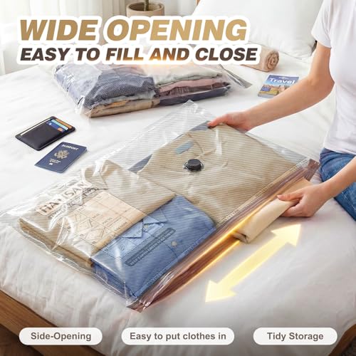 Vacuum Seal Bags for Clothing Travel with Rechargeable Electric Pump, Space Saver Vacuum Storage Bags Travel, Reusable Compression Bags for Luggage Home (14pcs Stripes) - color: 14pcs Stripes