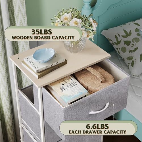 WLIVE 4 Drawers Dresser for Bedroom, Light Grey Fabric Clothes Storage Organizer Unit, Dresser for Hallway, Entryway, Closets, Sturdy Steel Frame, Wood Top - color: Light Grey