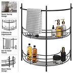 Pedestal Sink Organizer - Compact Under Sink Rack with 2 Storage Shelves and Towel Holder - Space Saving Bathroom Storage by Lavish Home (Black) - color: Black