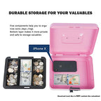 Kyodoled Large Cash Box with Combination Lock,Safe Metal Money Box with Money Tray for Security Lock Box 9.84"x 7.87"x 3.54" Pink Large - color: Pink, size: Large
