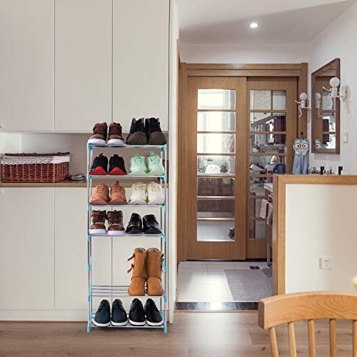 3-Tier Stackable Small Shoe Rack, Lightweight Shoe Shelf Storage Organizer for Entryway, Hallway and Closet(Blue) - color: Blue, size: 3-Tier