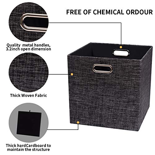 Posprica Collapsible Storage Cubes,11×11 Heavy Duty Fabric Stroage Basket Bins, 4pcs,Black - color: Black, size: 11×11×11/4pcs