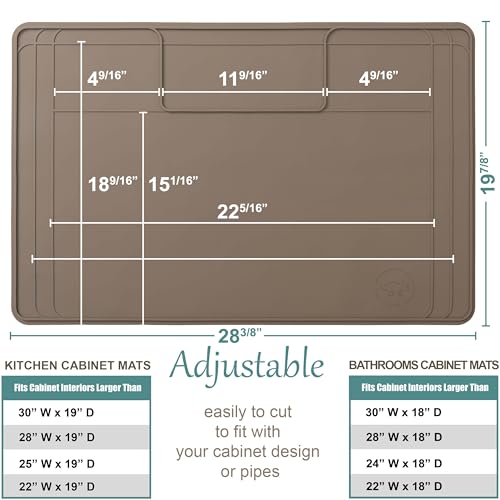 The Original Under Sink Mat - Adjustable Silicone mat, Waterproof Under The Sink Bathroom Vanity Mat - 28" x 19" or smaller - color: Brown, size: 28" x 19"