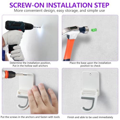 Broom and Mop Holder Wall Mount, Heavy Duty Screw Drilling Gripper Rack Supports up to 10 lb for Kitchen, Laundry Room, Garage, and Garden Storag (8, White)