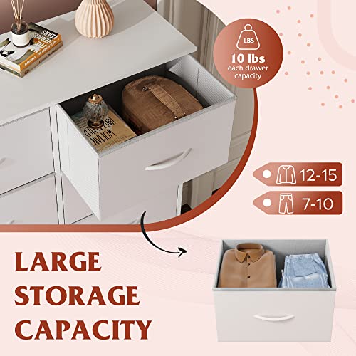 WLIVE Tall Dressers for Bedroom with 10 Fabric Drawers, Chest of Drawers, Dresser for Closet, Hallway, Living Room, Entryway, White - color: White