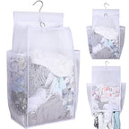 Hanging Collapsible Breathable Mesh Laundry Hamper, White, 24 x 14.2 x 7.5 in - color: White
