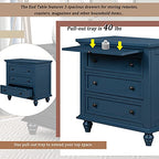 Modern Storage Wood Cabinet with 3-Drawer, Sofa Table Console Table End Table with Pull Out Tray, Accent Table Furniture for Entryway Living Room Bedroom, Fully Assembly Bedside Table (Blue) - color: Blue