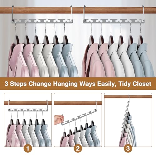 Space Saving Hangers for Clothes 6 Pack, Sturdy Metal Hangers Wardrobe Organizer, Magic Cascading Hanger, Closet Space Saver Closet Organizers and Storage