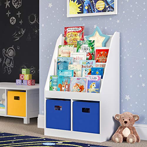 RiverRidge Folding Storage Bins with Handles Blue Cube Storage Organizer for Closet, Bedroom & Playroom - Closet Organizers and Storage Set of 2 - color: 2 Blue 10in H Bins