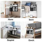 Hanging Bedside Caddy, 4 Pockets Bunk Bed Caddy, Bed Pocket for University Dormitories, Hospitals, Chairs, Crib Guardrails for Mobile Phone, Tablet Computer, Remote Control, Water Cup