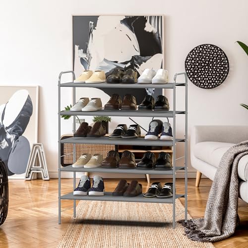 Simple Houseware 5-Tier Shoe Rack Storage Organizer, Grey - color: Grey, size: 5-Tier
