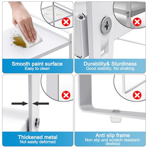 Expandable Cabinet Countertop Shelves, 11" Deep Cabinet Shelf Organizer Riser for Kitchen Pantry Cupboard Under Sink Countertop Organization Storage, Adjustable Metal Organizer Shelf with Nonslip Legs - size: 11"D*(14"~26")W*10“H