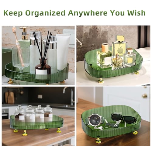 Perfume Organizer, Bathroom Vanity Tray, Acrylic Makeup Trays for Dresser Top, Countertop Decorative Plastic Decor Tray, Perfume Organizer for Women, organizador de perfumes Dark Green - color: Green