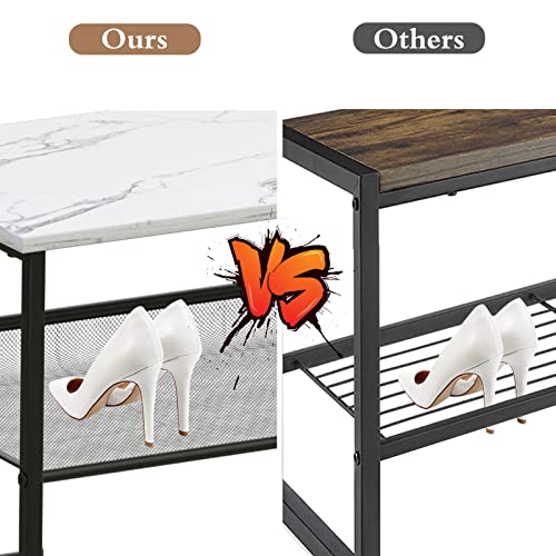 Garden 4 you Shoe Rack for Entryway 5 Tiers 11.8" D x 29" W x 36.5" H, Metal Shoe Rocks with White Wooden Tabletop, Angled Shoes Rack with Adjustable Mesh Shelves for Entryway Hallway Closet - color: Marble White, size: 5-Tiers