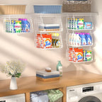 PUPPYCUTE 3-Pack Laundry Room Organization and Storage, Hanging Wire Basket for Laundry with 360°Rotating Hooks, Over Washer and Dryer Shelves, Laundry Organizers and Storage Basket, white - size: For wire shelving-3 pcs