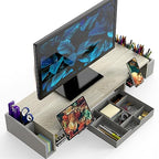 Simple Houseware Desk Dual Monitor Stand Riser with Drawer, Maple - color: Maple