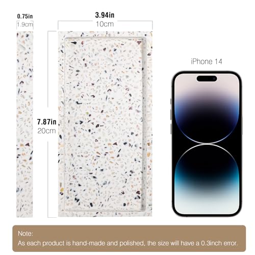 Luxspire Bathroom Vanity Tray, 8 x 4 inch Resin Kitchen Sink Tray for Soap Dispenser Bathroom Countertop Organizer Plate Holder for Perfume Soap Towel Bathroom Accessories, Mini, Terrazzo - color: Terrazzo, style: Mini