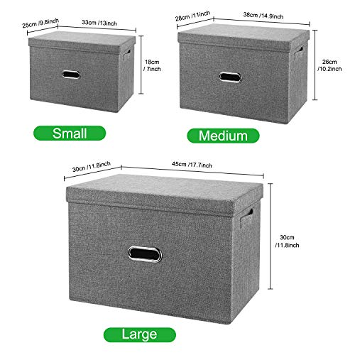 Linen Fabric Collapsible Storage Bins with Removable Lids and Handles, Washable Storage Box Containers Baskets Cube with Cover for Bedroom,Closet,Office,Living Room,Nursery (Coffee, Medium) - color: Coffee, size: Medium