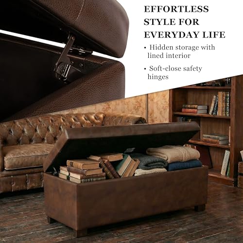 HomePop Large Tufted Storage Bench - Antique Brown - color: Antique Brown