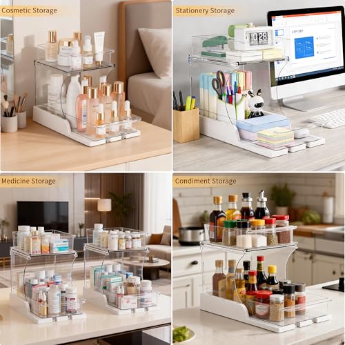 Attelite Makeup Organizer 2-Tier Makeup Storage Cosmetics Organizer with 180° Rotating Design Sturdy durable Versatile Perfume Vanity Organizer for Countertops, Bathrooms, Office Supplies,and Dressers - size: 1 pack