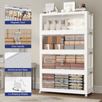 640QT Large Plastic Storage Boxes with Wheels & Lid, 160GAL Stackable Closet Organizers, Collapsible Folding Cabinet for Home Office Kitchen, 4Pack White - color: White