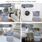 COMSE Extra Large Blanket Basket, Tall Woven Storage Basket, Nursery Hamper, 15.7”x 21.7”, Cotton Rope Laundry Hamper for Toys Clothes Towels, Blend Navy Blue/White - color: Blend Navy Blue & White