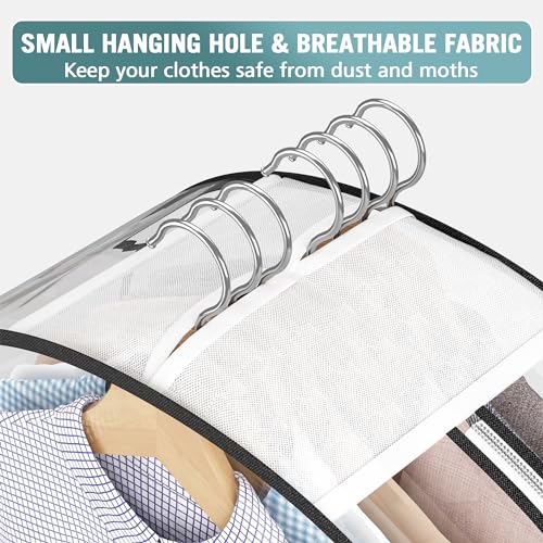 Liuoud Clear Garment Bag for Hanging Clothes 10” Gusseted, 40&60” Suit Bags for Open Closet Storage Plastic Clothes Cover for Coat, Dress, Shirts, Fur, Jacket, Wardrobe Protectors, 4 Pack - color: Clear, size: 40+60 inch