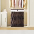 Greenstell Laundry Hamper with Lid, 90L Clothes Hamper with 2 Removable Liner Bags & 2 Mesh Laundry Bags, Handwoven Synthetic Rattan Laundry Basket for Clothes, Toys in Bathroom, Bedroom Brown - color: Brown, size: 90L (18.1 x 13.0 x 23.6 inches)