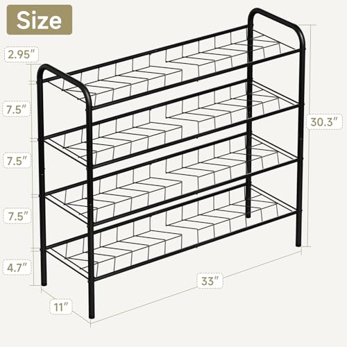 Shoe Rack,Long Shoe Organizer for Closet,Wide Shoe Storage for Entryway, 4 Tier Sturdy Metal Free Standing Shoe Shelf - size: 4-tier