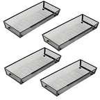 Mesh Tray Silverware Drawer Organizer Utensil Cutlery Tray Office Supplies Organizer for Flatware, Knives,Home,Office, School,Bedroom 15X6'' Black - size: 4 Pack 15"x6" Black Metal