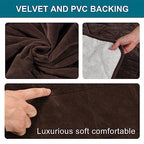 Velvet Quilted Armrest Covers - Water-Resistant Sofa Arm Protectors Set of 2 with Side Pocket Organizer, Non-Slip Furniture Covers for Chairs & Couches (Brown) - color: Brown