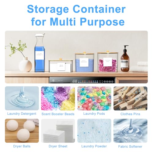 3+1 Pack Laundry Pods Containers & Dryer Sheet Holder & Laundry Detergent Dispenser, Laundry Room Organization and Storage Jars with Lids, Labels and Scoops for Scent Booster, Powder, Pods - color: Wood