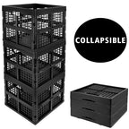 Eslite 3-Pack Collapsible Plastic Storage Crates,Foldable Crates for Storage,16L (Black) - color: Black