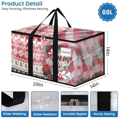 RoomHacks Clear Heavy Duty Extra Large Moving Supplies Storage Bags with Reinforced Handle and Double Zipper, Alternative to Moving Box (8 Packs) - size: 88L- 8Packs