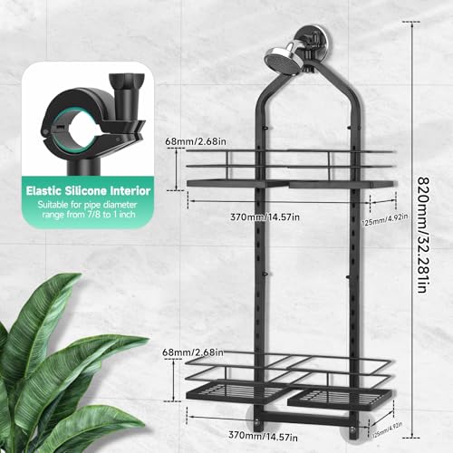 Shower Caddy Hanging for Handheld Showerheads Adjustable Height Extra Long Bathroom Storage Organizer Hanger Rack Rustproof Hose Shower Organizer 4 Levels Height Shower Rack（black - color: black, size: 4 grids