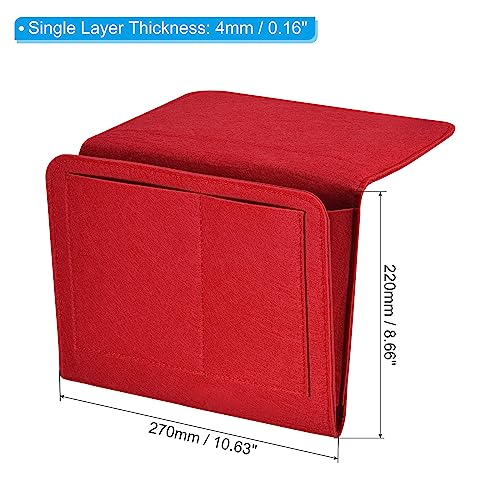 PATIKIL 11in Bedside Caddy, Bed Caddy Bedside Organizer Hanging 5 Pocket Soft Felt Bed Pockets Bedside Storage Organizer Remote Control Holder for Bedroom Phones Glasses, Red - color: Red, size: 10.6*8.6inch