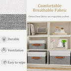 OUTBROS Foldable Storage Boxes, Large Linen Fabric, 15 x 9.8 x 9.8 inch, White/Grey, 3-Pack - color: White/Grey, size: 15x9.8x9.8in(3-pack)