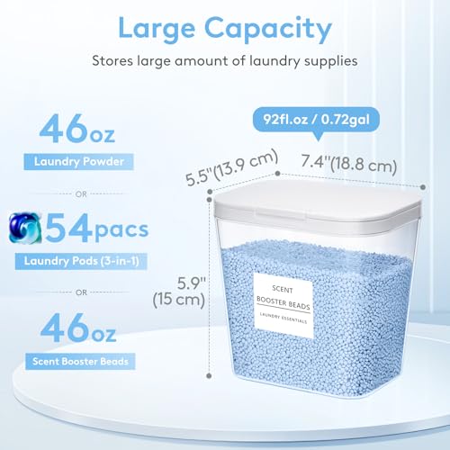 Lifewit Laundry Pods Container with Pop-up Lid, Laundry Room Organization, Dryer Sheet Holder for Washing Powder Scent Booster Beads, 2700 ml/0.72gal,2 Pcs - style: 0.72gal