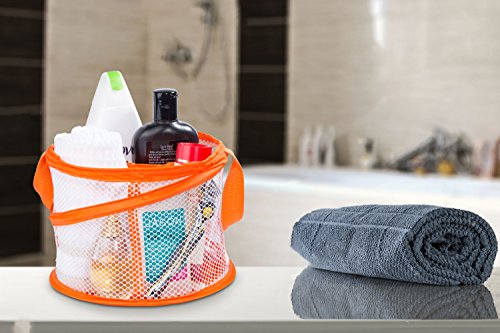 Handy Laundry Portable Shower Caddy – Collapsible Mesh Organizer with Handle, Quick Dry, Large Compartments for Dorm, College, Gym, Travel, Camp, Bathroom Essentials (Orange) - color: Orange, size: Small