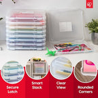 IRIS USA Board Game Storage Craft Organizer Box with Snap-Tight Latch Lid, 6-Pack Portable Plastic Case Bin for Puzzles, Magazines, Hobbies, Art Supplies, Fits 8.5" x 11" & A4 Papers, Thick, Clear - size: 6 Pack