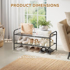 2 Tier Metal Shoe Rack, 27 Inch Wide Stackable Closet Shoe Organizer with Durable Mesh Shelves, Adjustable, Black - color: Black, size: 2 Tier