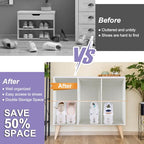 HOMOKUS 20 Pack Shoe Slots Organizer,3-Level Flexible Adjustable Shoe Stackers,Slip-on Shoe Rack,Double Layer Shoe Tray Organizer Holder with 3 Different Height,Space-Saving Shoe Holders (White) - color: White