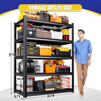 71" H Garage Shelving 5-Tier Heavy Duty Storage Shelves, Tool-Free Adjustable Metal Shelf Unit, Utility Organizer Rack for Basement, Pantry, Kitchen, Warehouse, 15.7" Dx35.4 Wx71 H, Black - size: 5-Wire-15.7"Dx35.4"Wx71.2"H