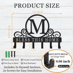 Metal Letter M Key Holder for Wall, Decorative Metal Key Holder Wall Mount, Key Hooks Coat Rack Monogram Wall Decor, Perfect for Bathroom, Living Room, Kitchen, Anniversary Housewarming Gift - style: M