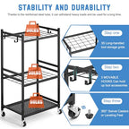 DAOUTIME Garden Organizer With Wheels, Yard Tower Rack for Garage Storage, Up to 35 Long-Handled Tools, Sturdy Metal Steel Holder With 3 Hooks, Outdoor, Black - size: 3 Tier