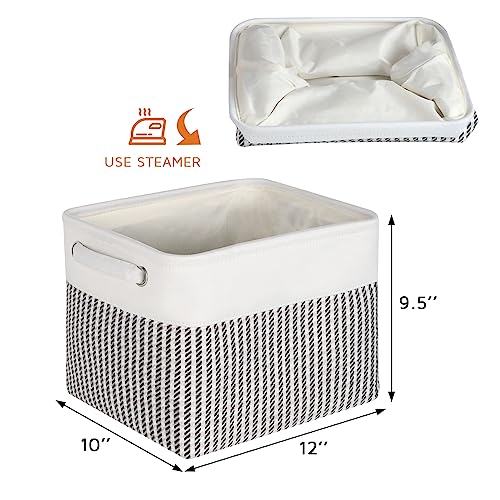 Kntiwiwo Foldable Storage Bin Collapsible Fabric Storage Basket Cube with Durable Handles Closet Organizer Bins for Organizing Shelves Drawers, Set of 3, 12" x 10" x 9.5", Houndstooth - color: Houndstooth, size: 12" x 10" x 9.5"