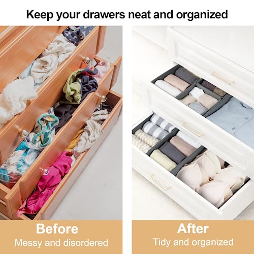 Fordonral 16 Pack Drawer Organizer Clothes, Foldable Fabric Dresser Organizer Closet Organizers and Storage Box for Underwear,Folded Clothes,Baby Clothing,Socks,Bra,Towels,Ties(Gray) - color: Gray, size: 16 Pack