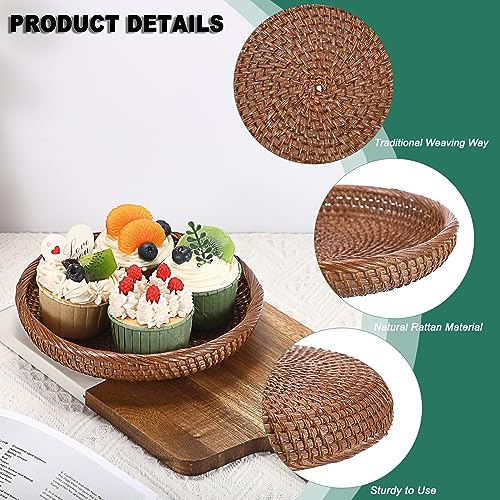 Hipiwe Small Key Basket Bowl for Entryway 7.6" Round Woven Wicker Basket Fruit Serving Tray Woven Basket Wall Decor Rattan Organizer Basket for Keys Wallet Cell Phone, Brown - color: Brown, size: X-Small, 7.6"