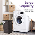 Superio Laundry Hamper Basket With Easy Open Lid 60 Liter Large Wicker Hamper, Dirty Cloths Storage With Two Cutout Handles, Laundry Room Bin (2 Pack, Brown) - color: Brown, size: 2-pack